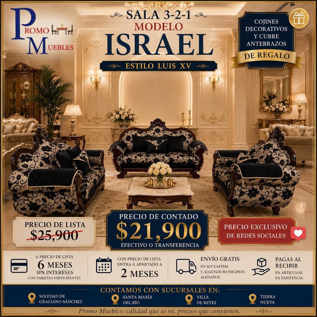 Anuncio de Promo Muebles: Sala 3-2-1 Modelo Israel