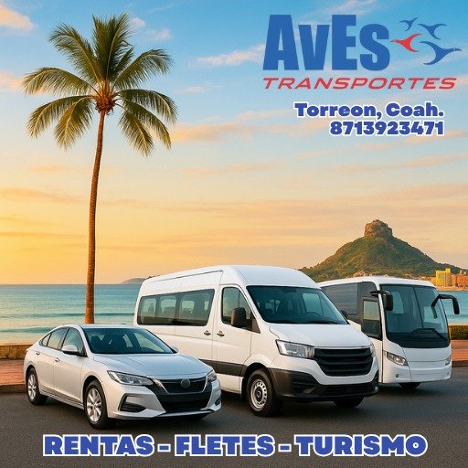 Anuncio de AvEs Transportes Torreon: renta de carros, camionetas y vans, servicio de fletes y turismo