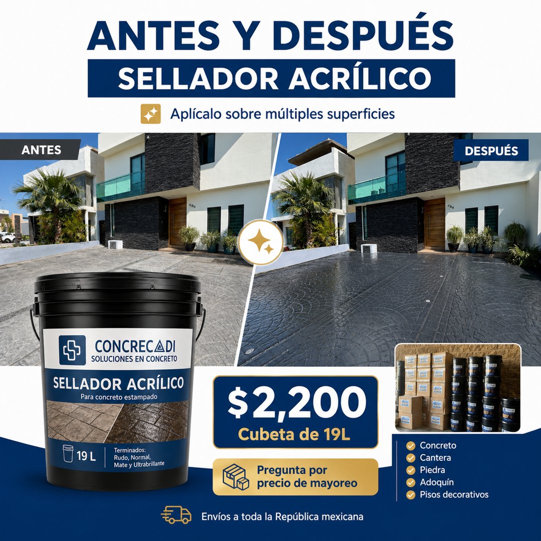 Anuncio de Concreto Estampado Concrecadi: sellador acrílico