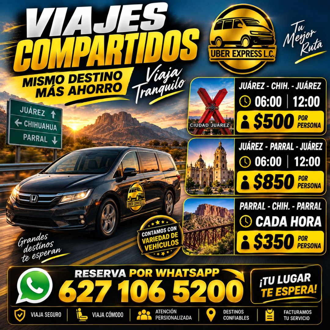 Anuncio de Uber Express L.C.: Viajes compartidos en van