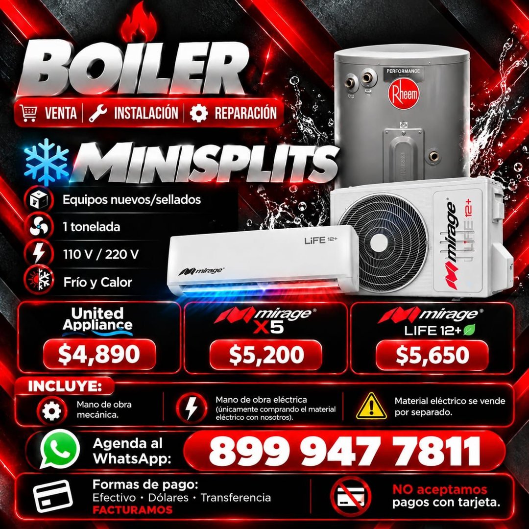 Anuncio de Climas en reynosa: Venta, instalación y reparación de equipos de climatización (minisplits y boiler)