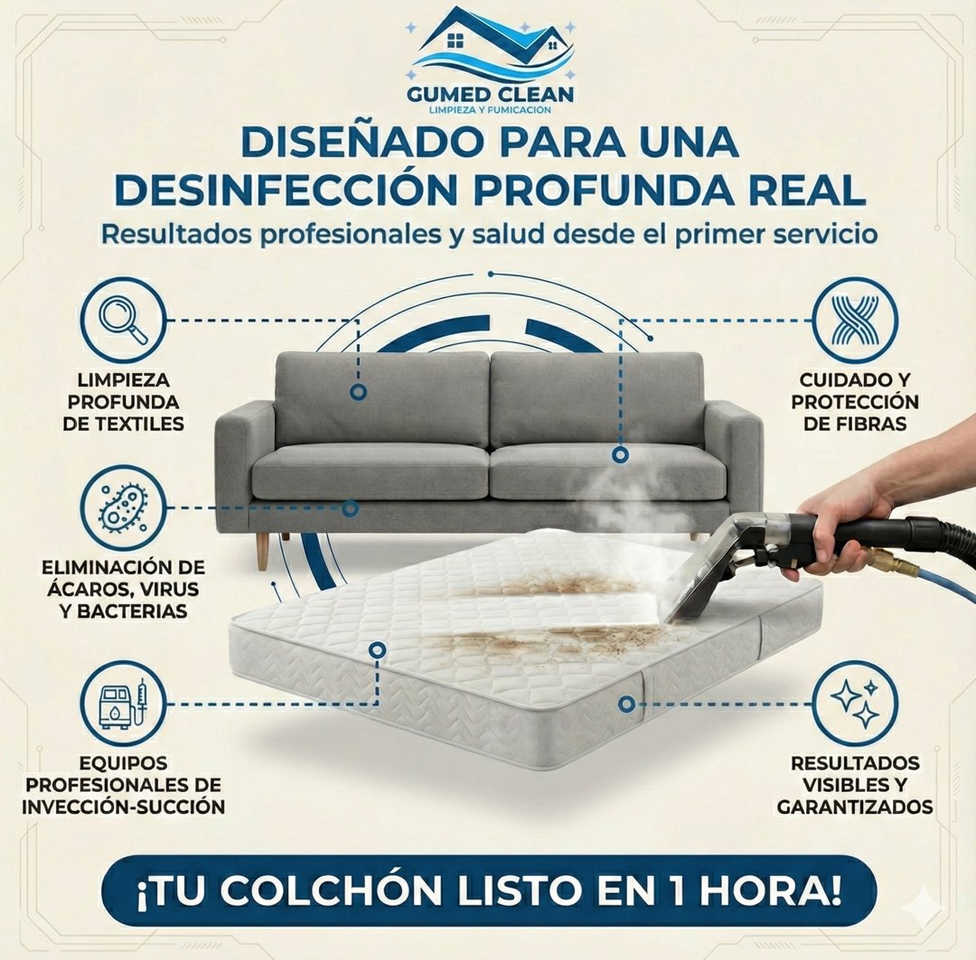 Anuncio de GUMED CLEAN - Lavado de salas y Fumigación: Limpieza profunda de colchones y tapicería