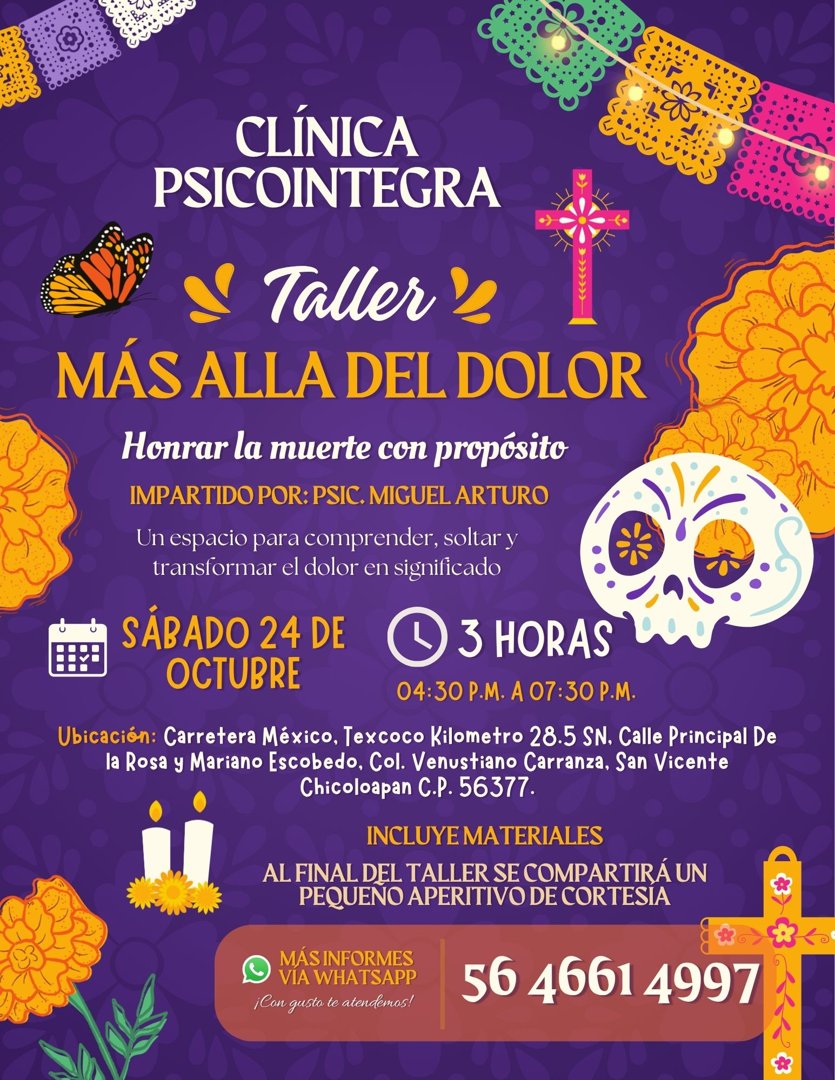 Anuncio de Clínica Psicointegra Chicoloapan: Taller de duelo