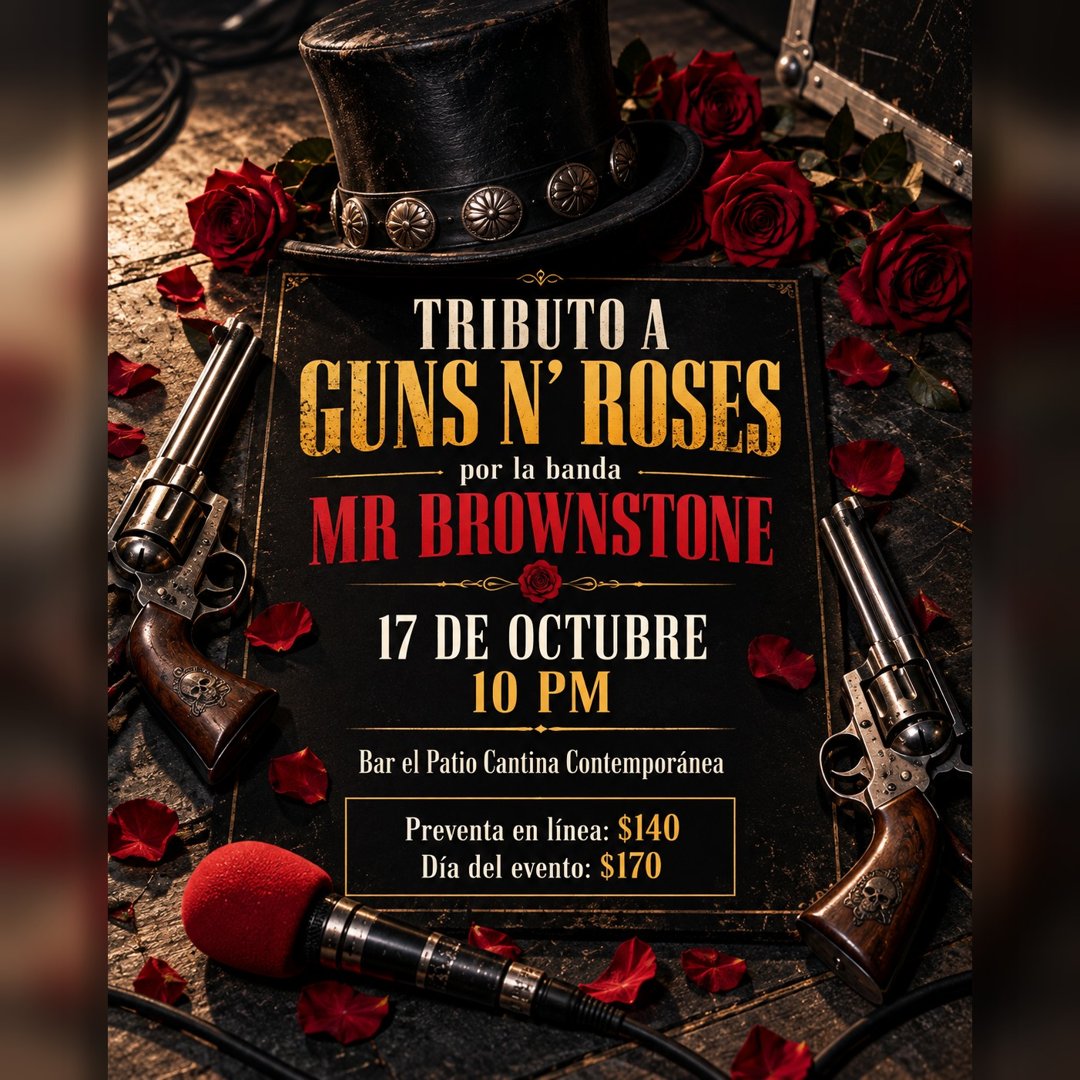 Anuncio de Mr. Brownstone Tributo a Guns N Roses Mérida.: Tributo musical a Guns N' Roses
