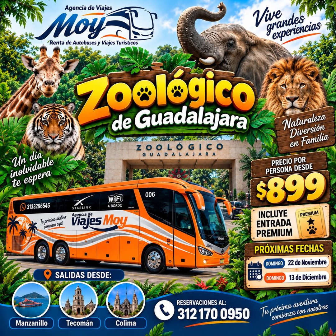 Anuncio de Agencia de Viajes Moy: Viaje al Zoológico de Guadalajara