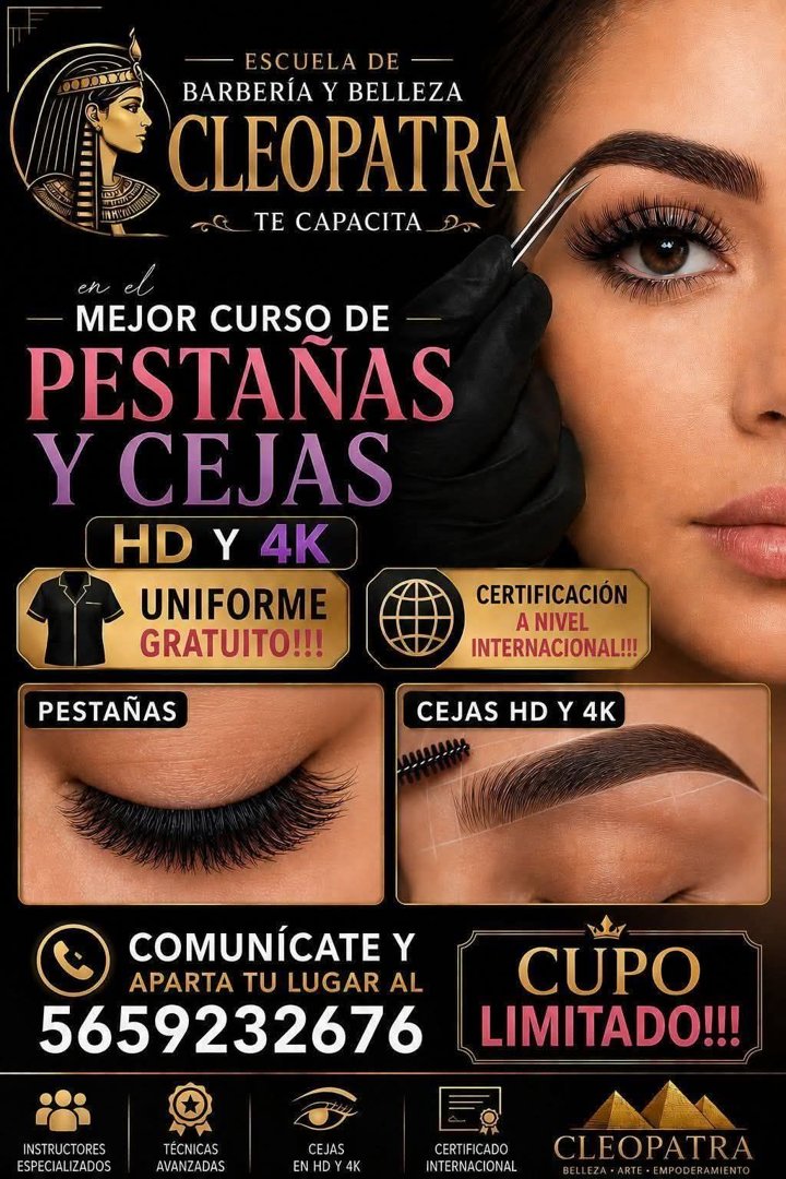 Anuncio de Escuela de Barbería y Belleza Cleopatra
