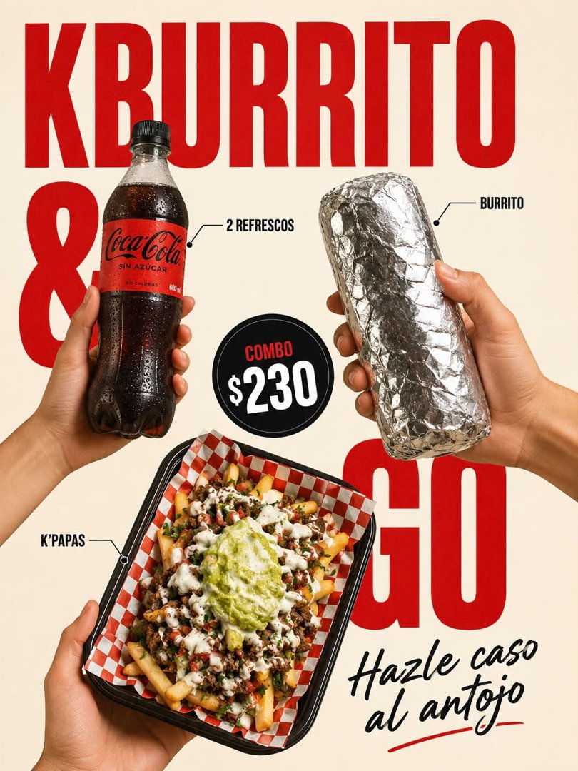 Anuncio de Kburrito: combo de comida