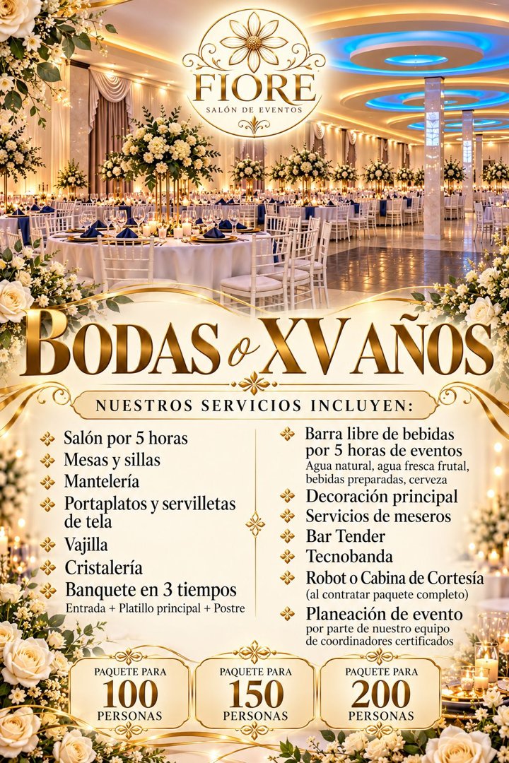 Anuncio de Fioré Salón de Eventos: Salón de eventos para bodas y XV años