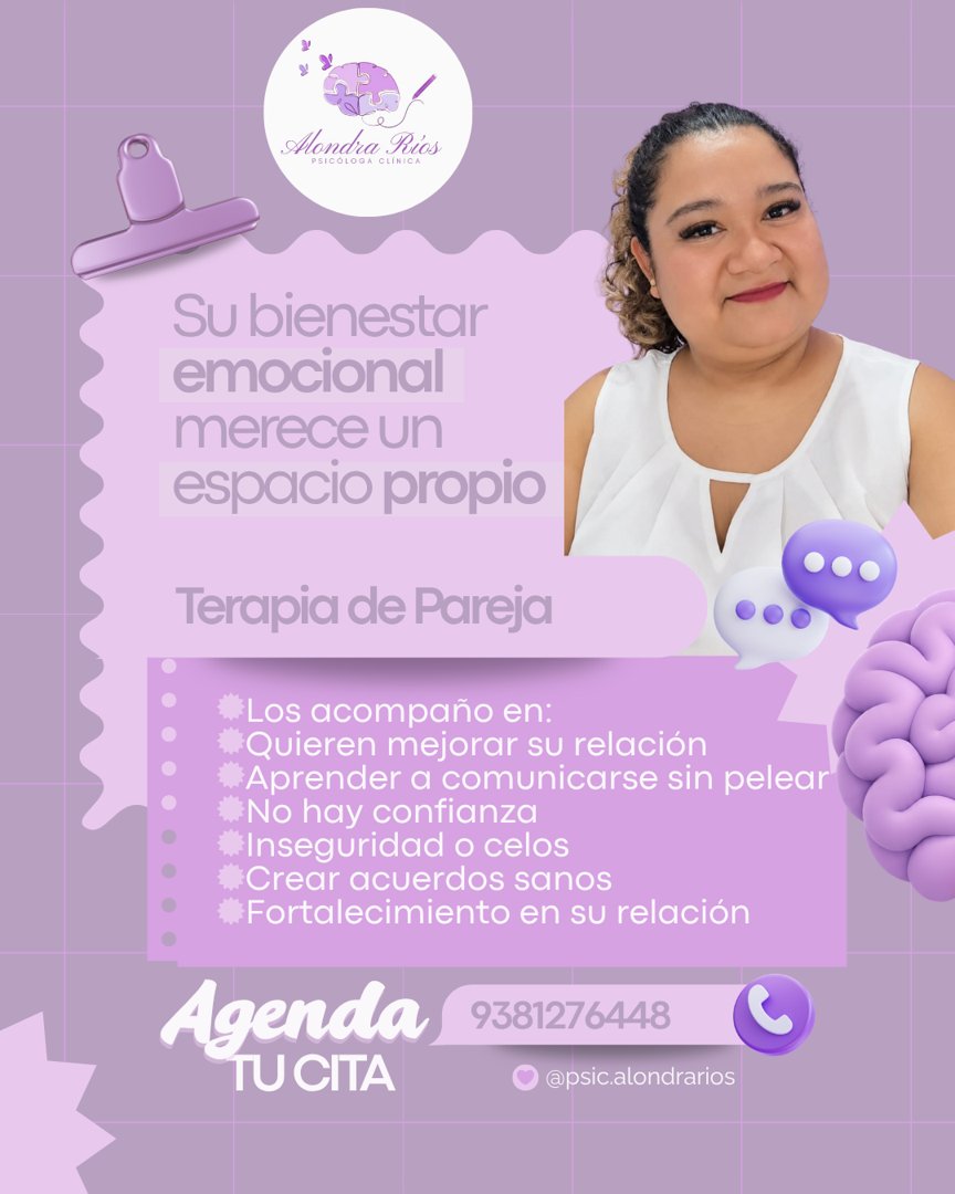 Anuncio de Psicóloga Clínica Alondra Rios Garrido: Terapia de Pareja