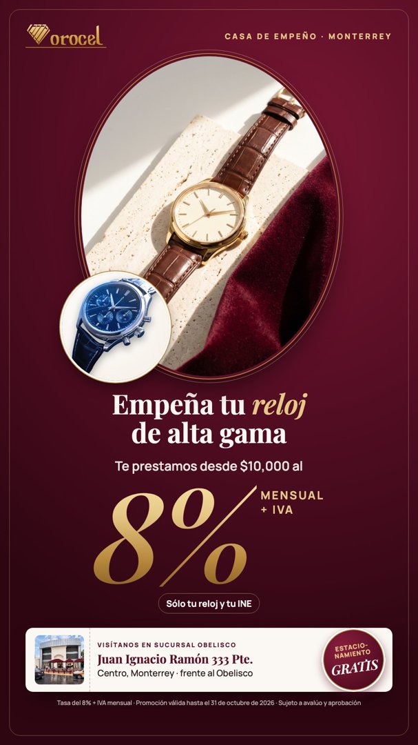 Anuncio de Orocel: empeño de relojes