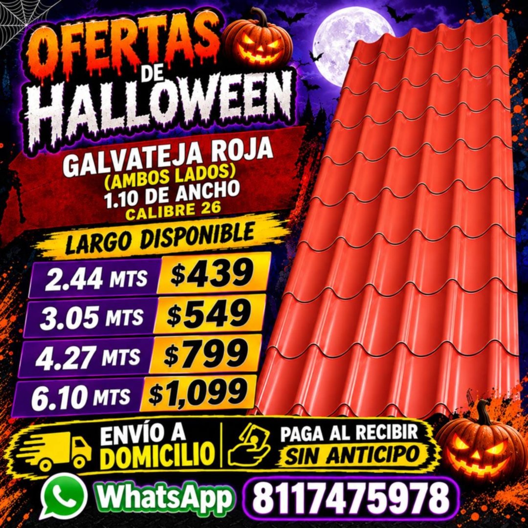 Anuncio de Láminas y Acanalados Monterrey: galvateja roja