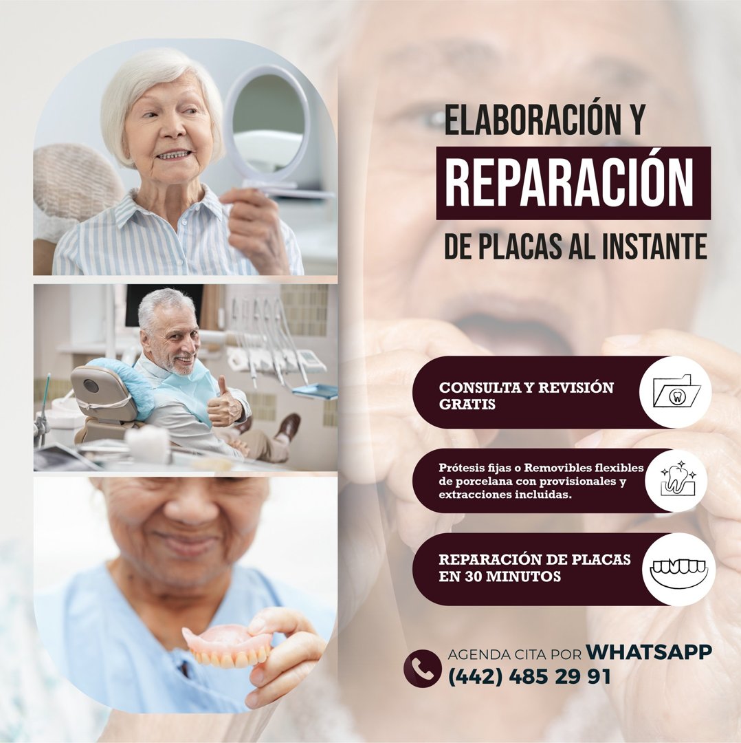 Anuncio de Consultorio dental UNAM: reparación de placas dentales