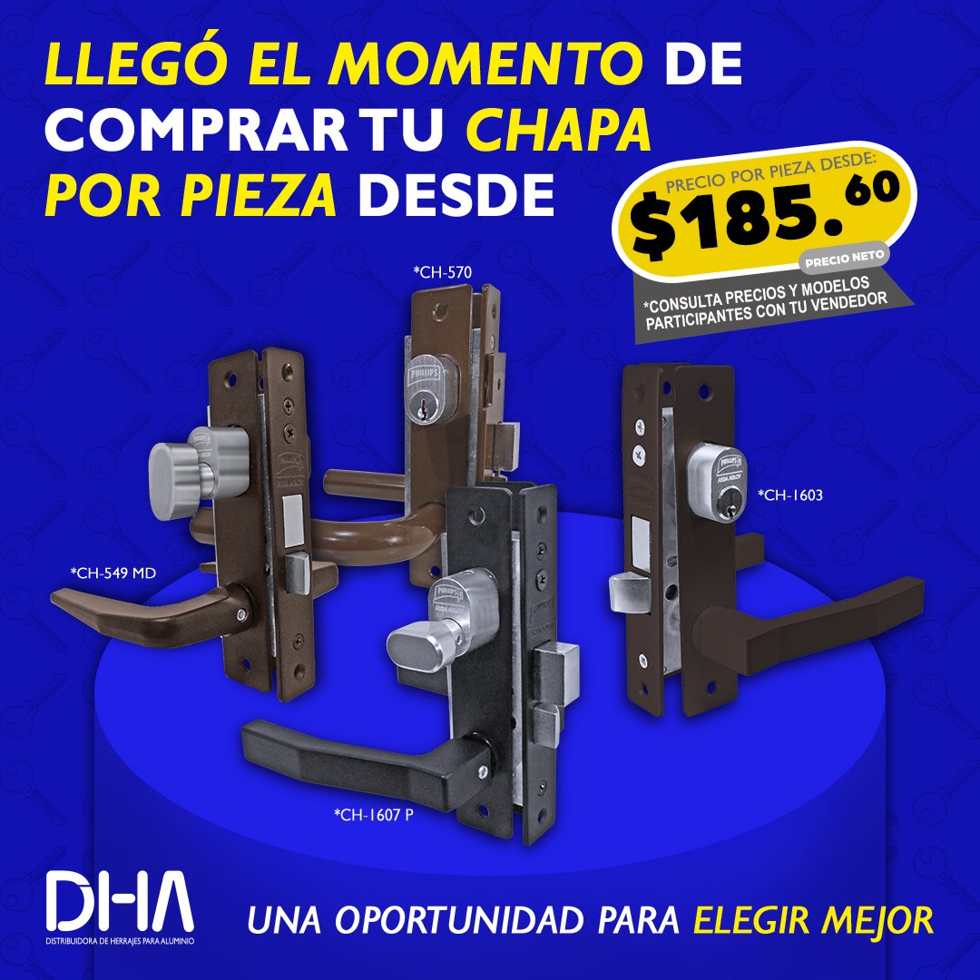 Anuncio de DHA: chapas para puertas de aluminio