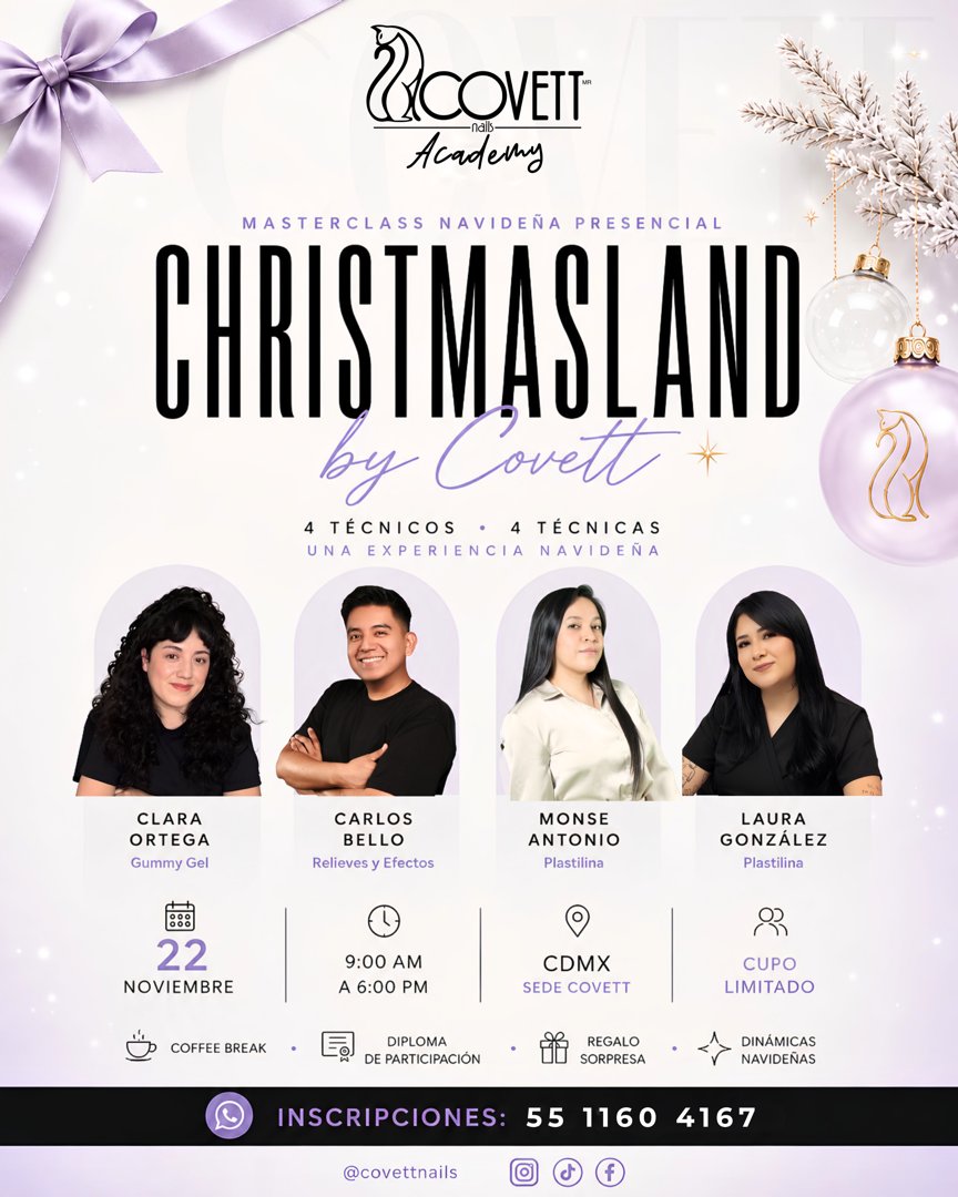 Anuncio de covettnails: masterclass de uñas navideñas