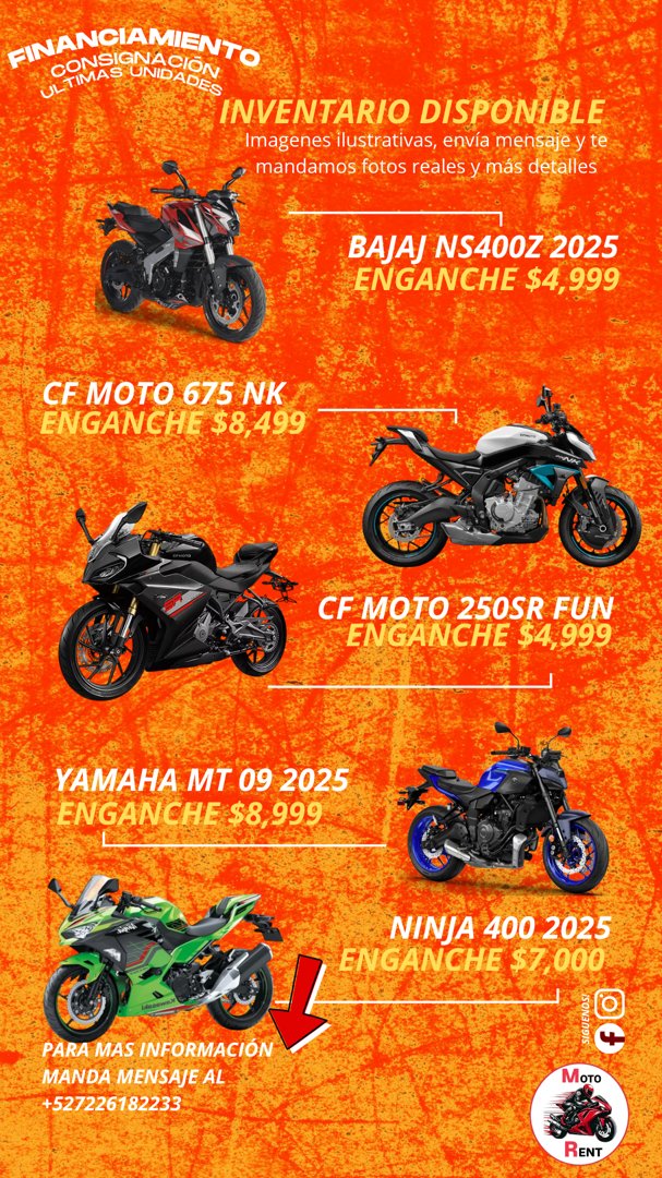 Anuncio de Credimotorent: financiamiento de motocicletas
