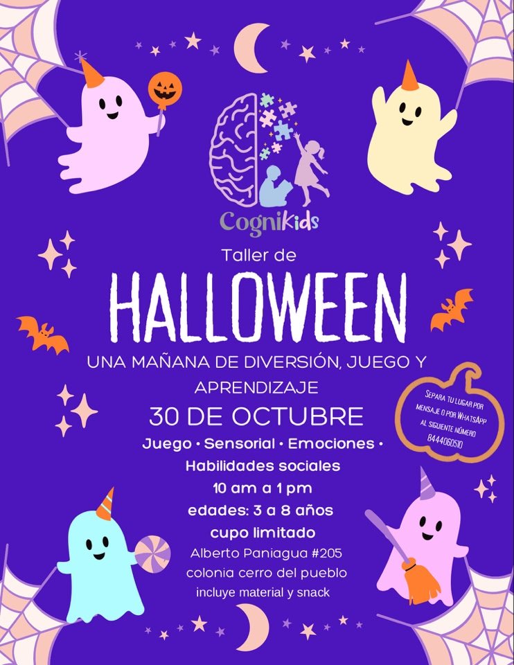 Anuncio de CogniKids Terapia Infantil: Taller infantil de Halloween