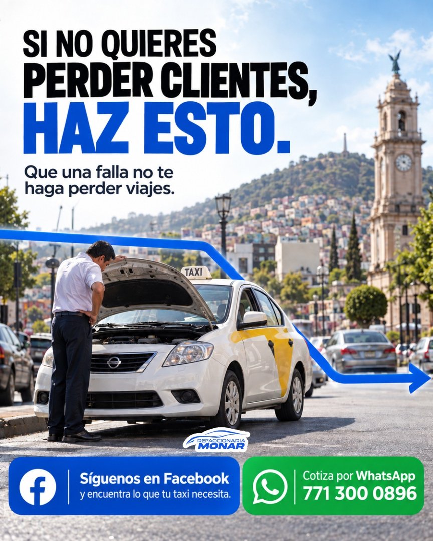 Anuncio de Refaccionaria Monar: refacciones para taxis