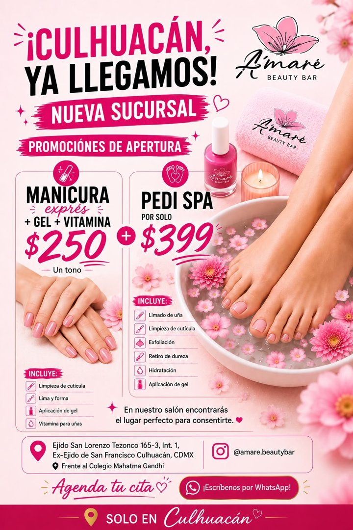 Anuncio de Amaré Beauty Bar - Culhuacán: Manicura y pedicura