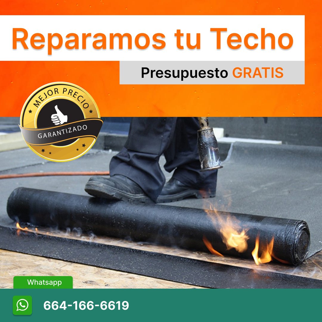 Anuncio de Roofing Rodríguez: reparación y renovación de techos con Arenado antorchado