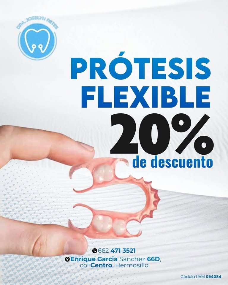 Anuncio de Dra. Joselyn Retes / Cirujano Dentista: prótesis flexible