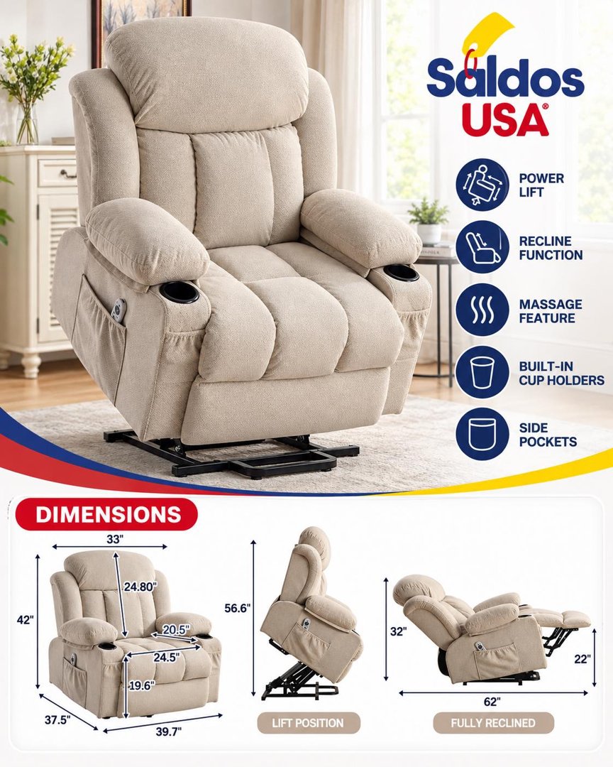Anuncio de Saldos USA: muebles para sala, comedor, recámara, oficina y más