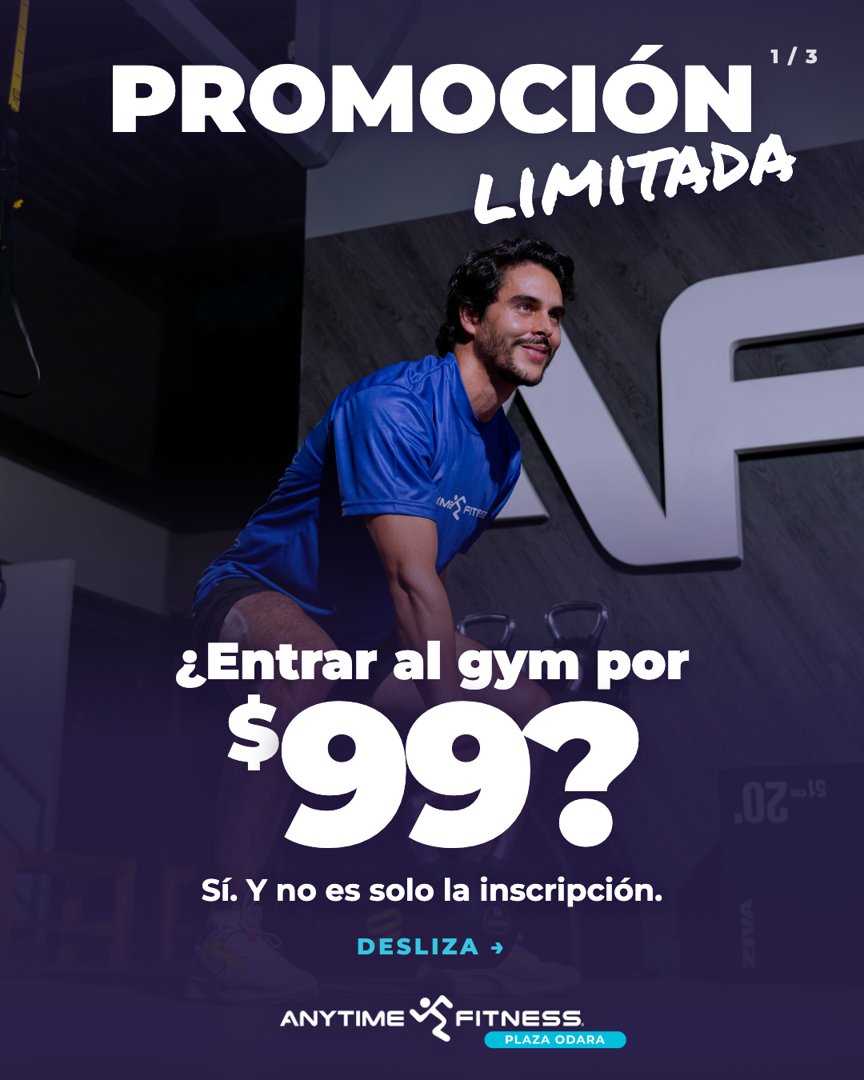 Anuncio de Anytime Fitness Plaza Odara: membresía al gym