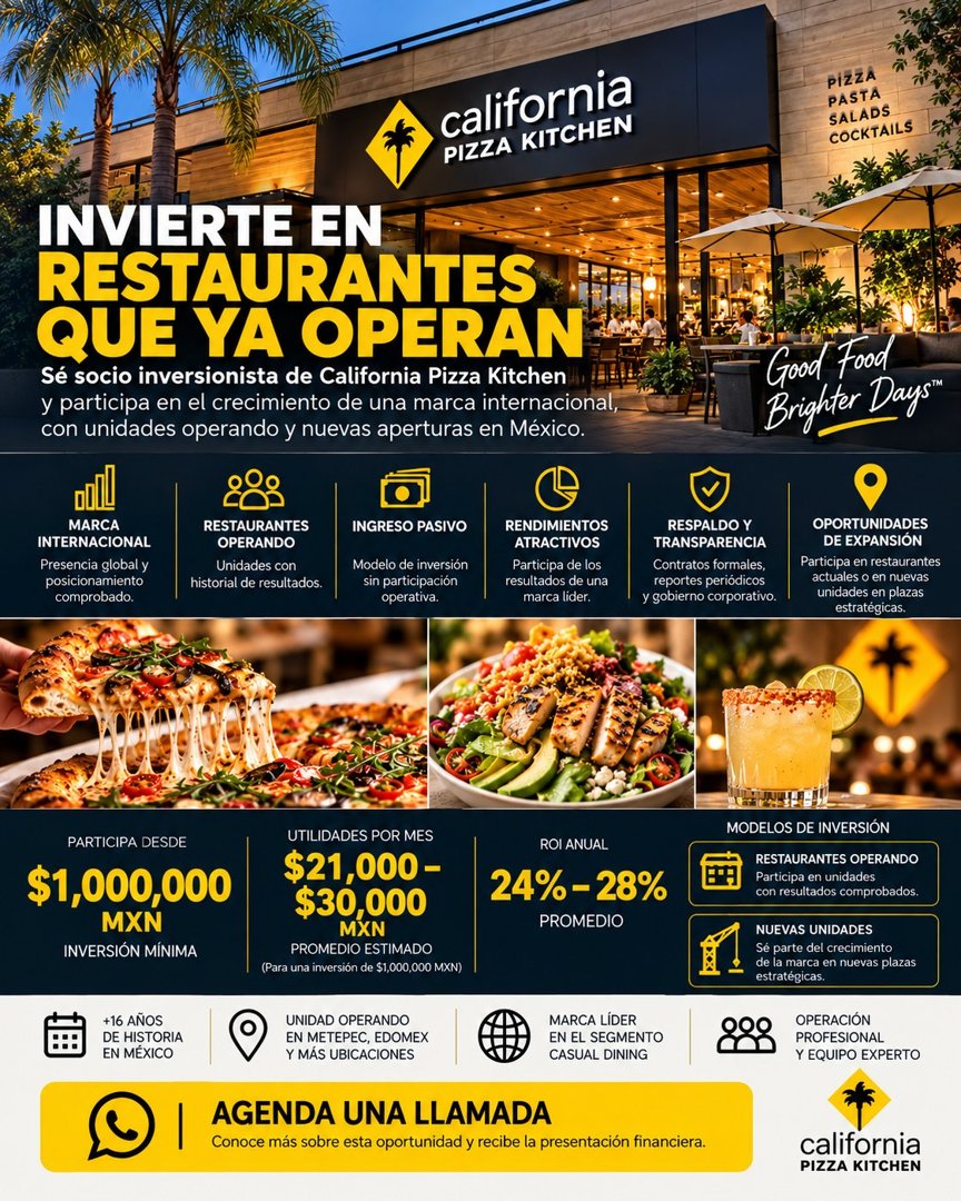 Anuncio de Inversionistas Multimarcas: Inversión en restaurantes