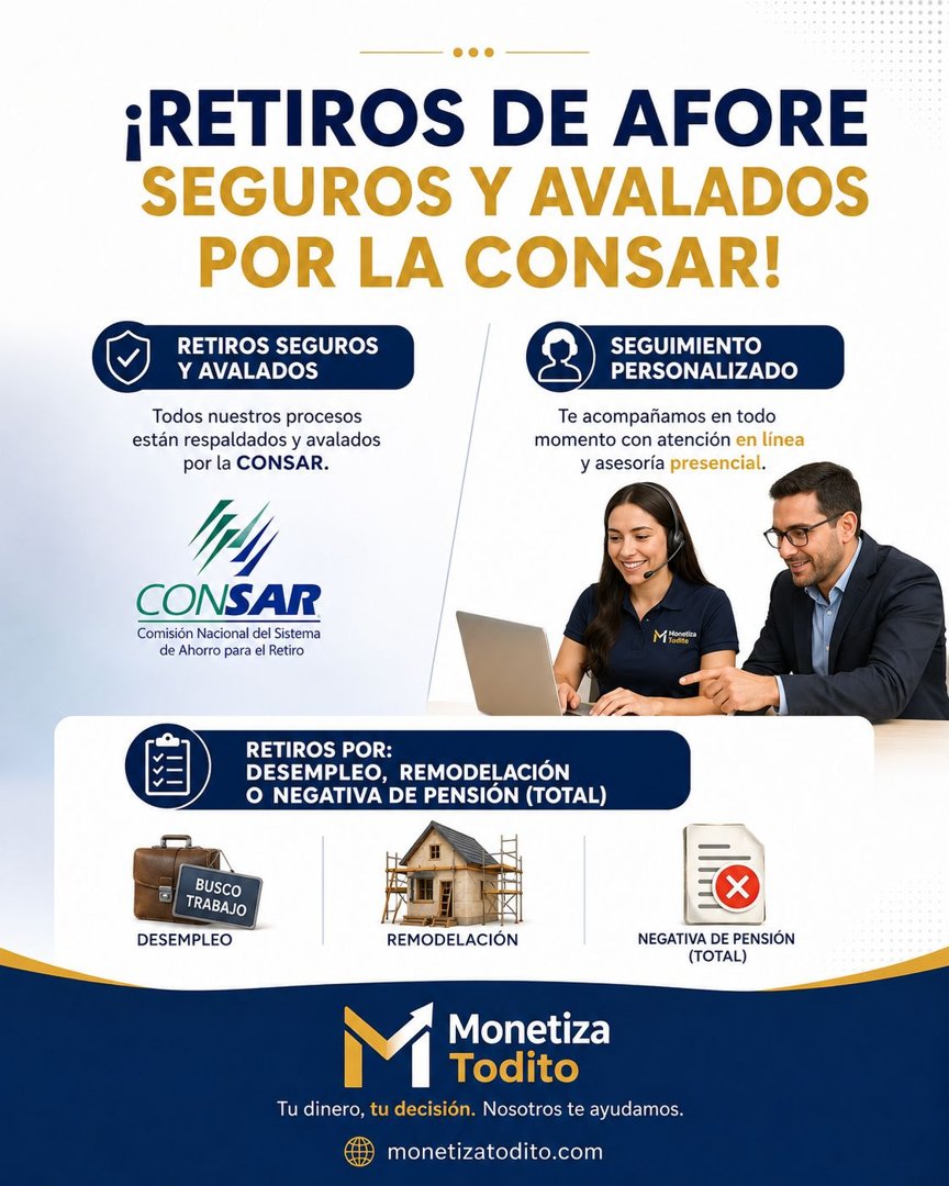 Anuncio de Servicios Integrales de Retiro y Ahorro: Servicios integrales de retiro y ahorro