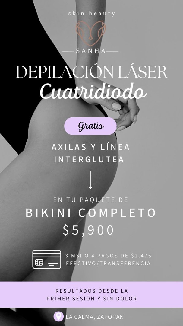Anuncio de Sanha Facial Therapy: Depilación láser Cuatridiodo