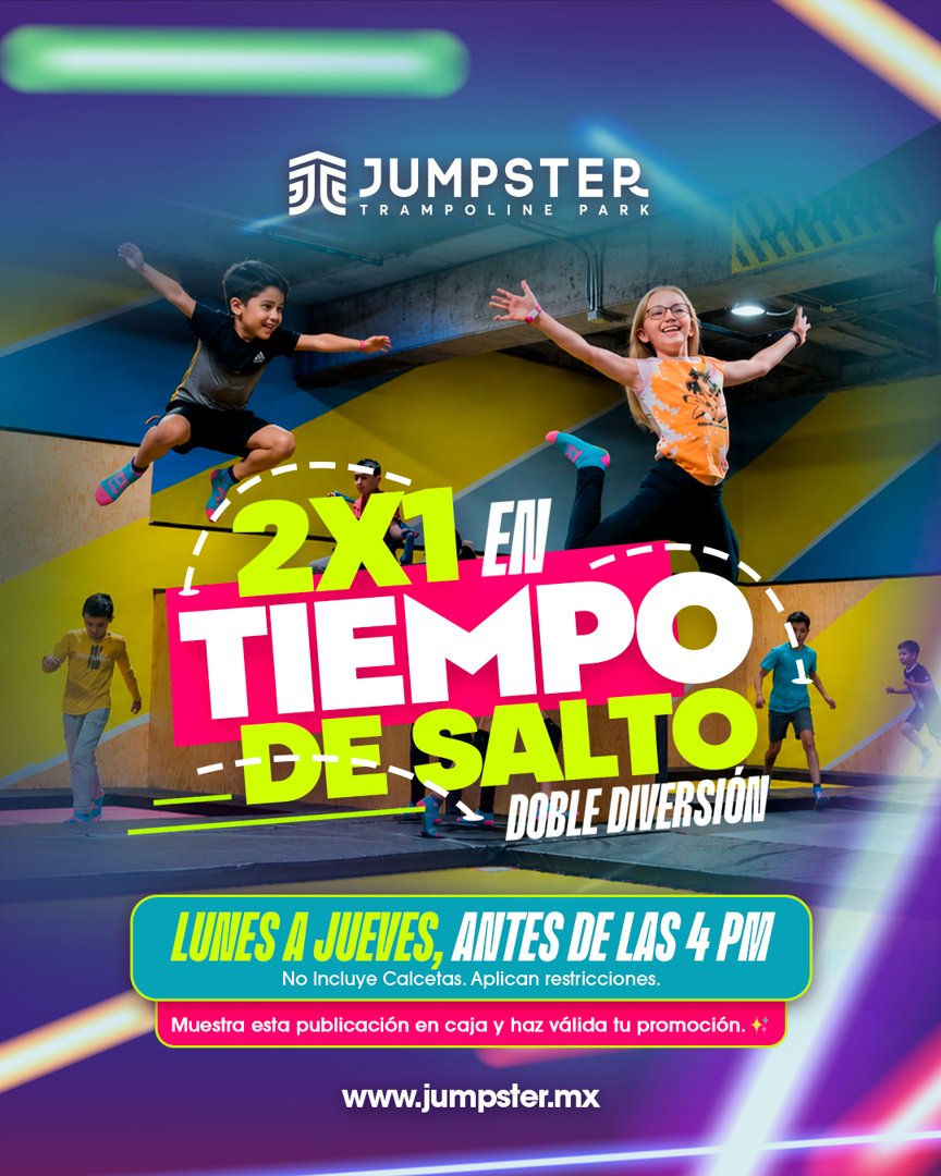 Anuncio de Jumpster Trampoline Park: tiempo de salto en trampolín