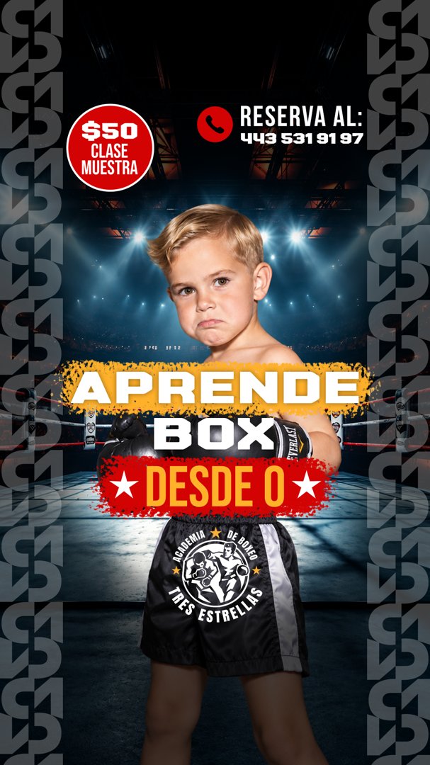 Anuncio de Academia de Boxeo Tres estrellas: Clase muestra de boxeo