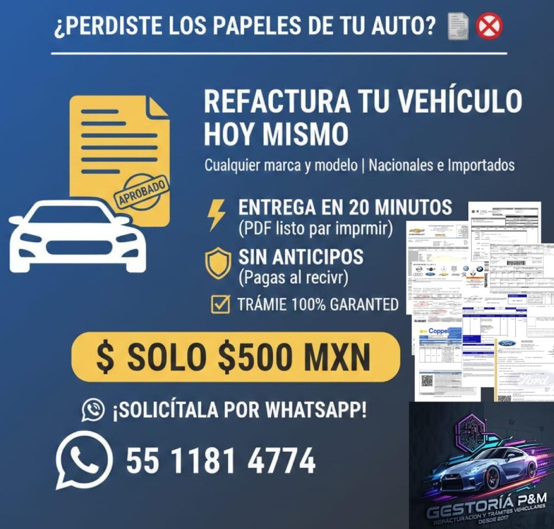 Anuncio de Gestoria AsesFacto: Refacturación de vehículo