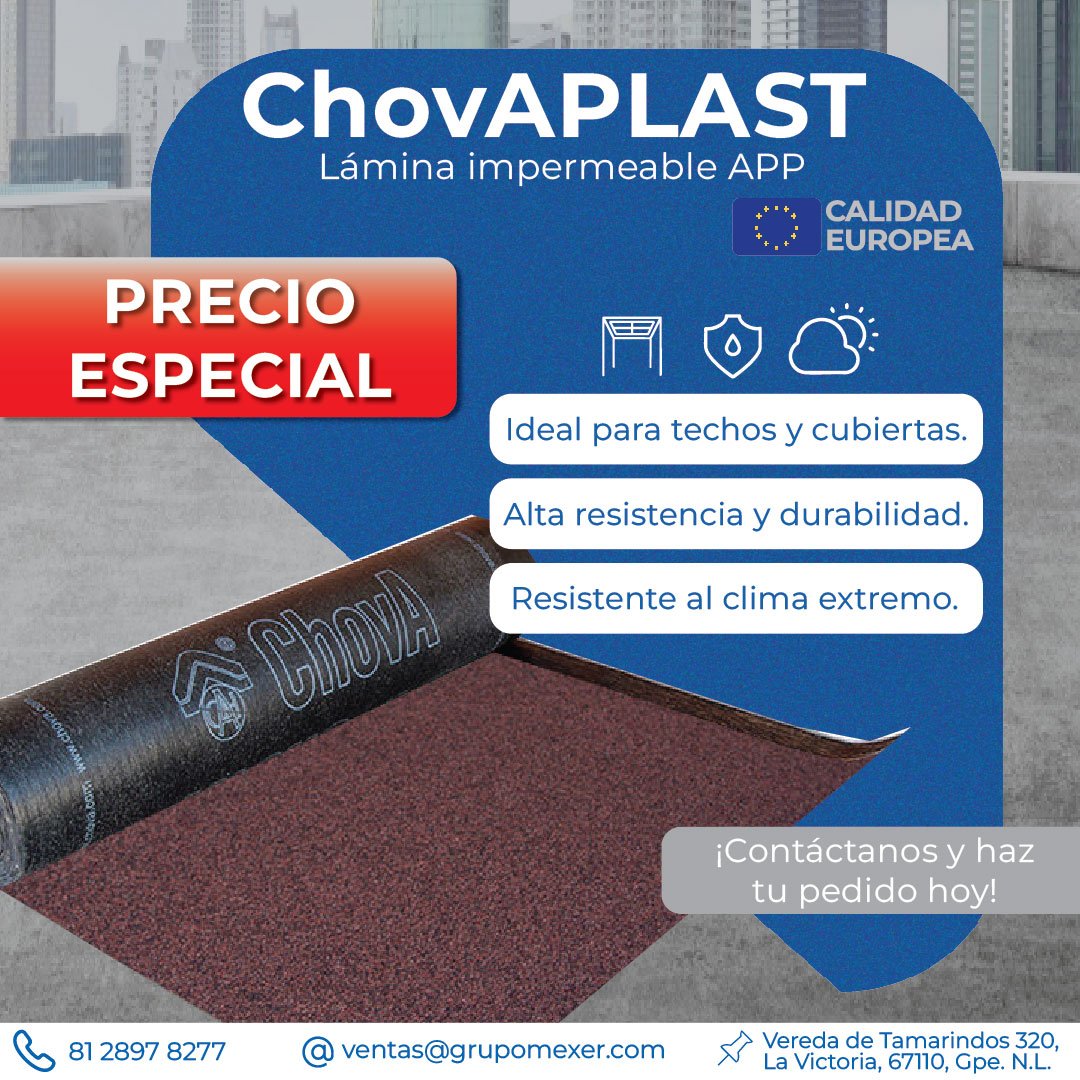 Anuncio de Mexer Recubrimientos Mexicanos: Lámina impermeable APP