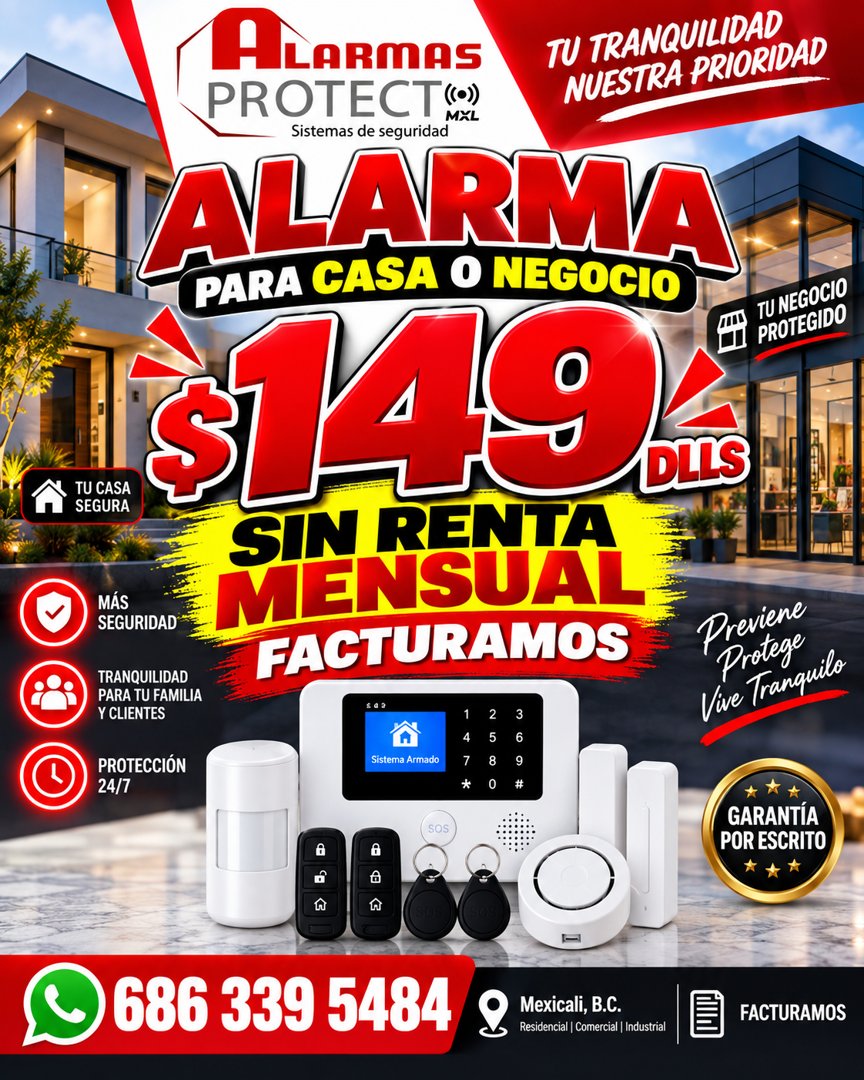 Anuncio de Alarmas Protect: Alarma para casa o negocio