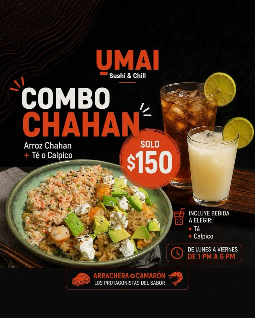 Anuncio de UMAI Sushi & Chill: combo de arroz chahan