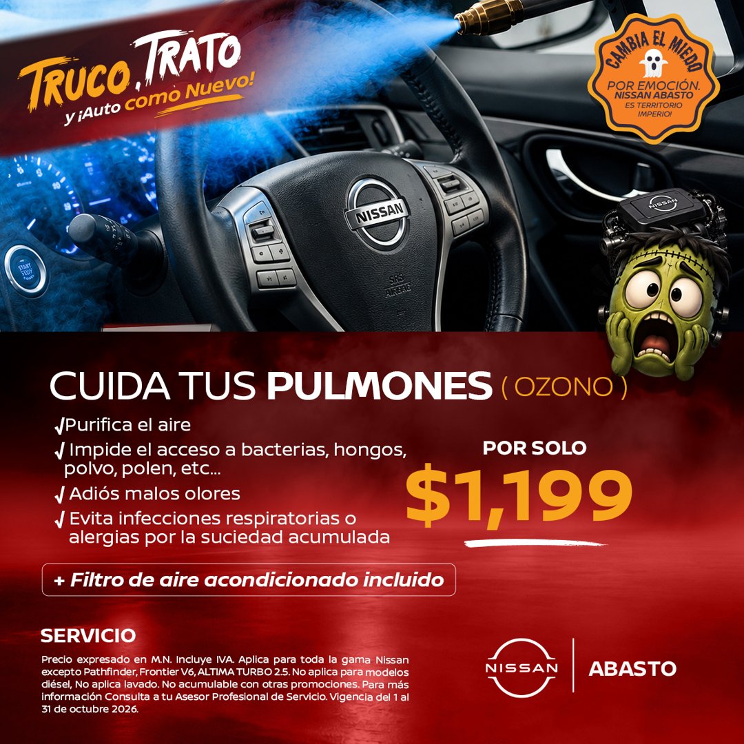 Anuncio de Nissan Imperio Abasto: servicio de ozono para purificar el aire del auto