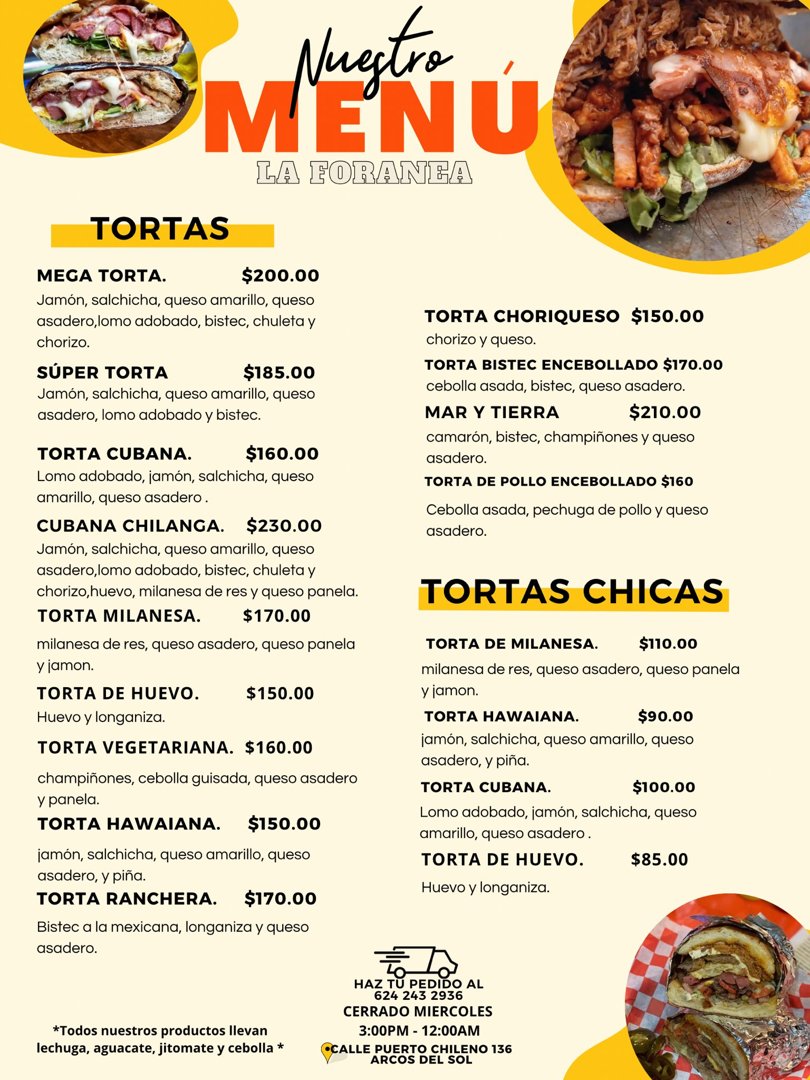 Anuncio de Tortas La Foranea: tortas