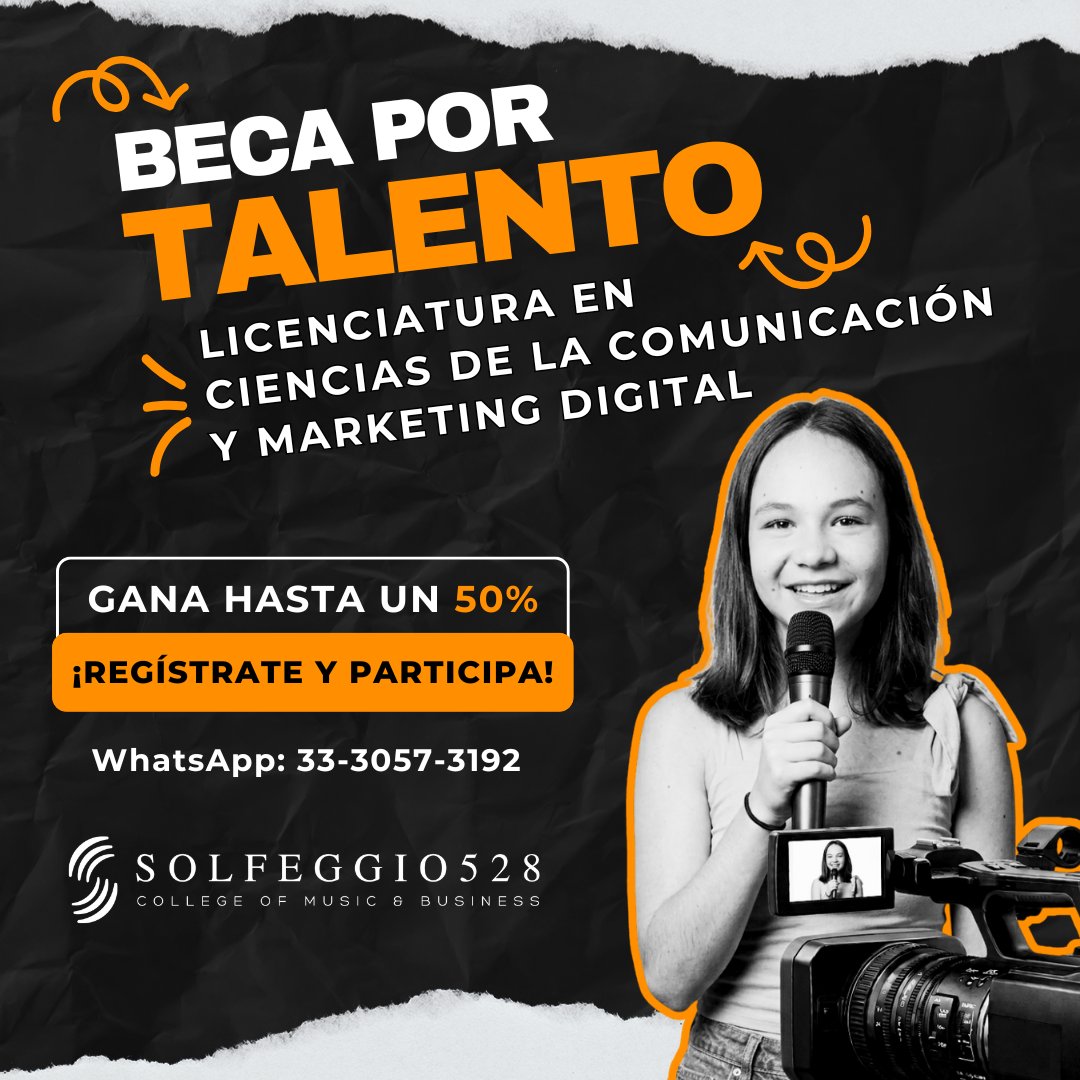 Anuncio de Solfeggio 528: Licenciatura en Comunicación y Marketing Digital