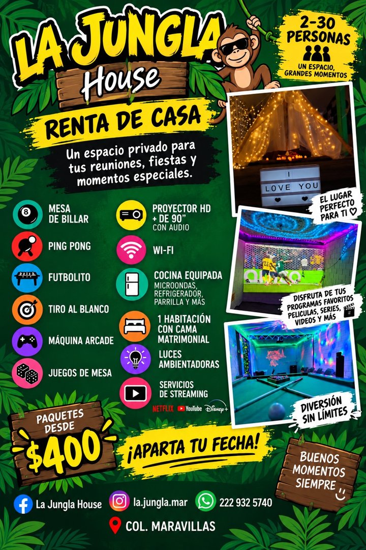 Anuncio de La Jungla House: Renta de casa privada para eventos