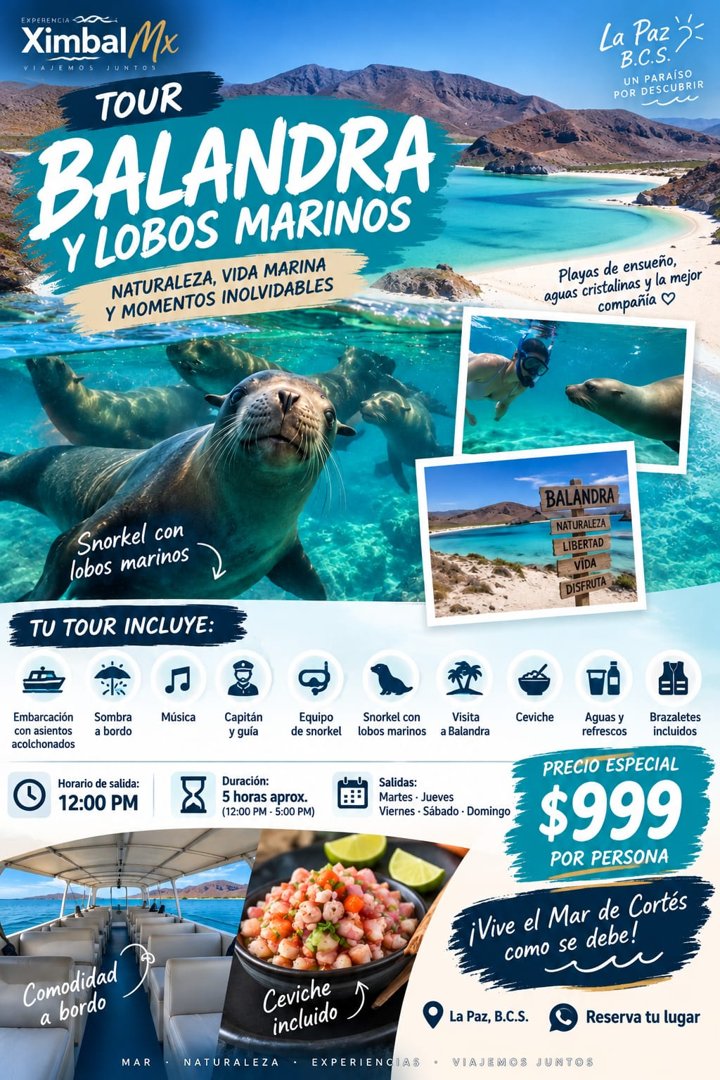 Anuncio de Tours La Paz BajaSur: Tour Balandra y Lobos Marinos