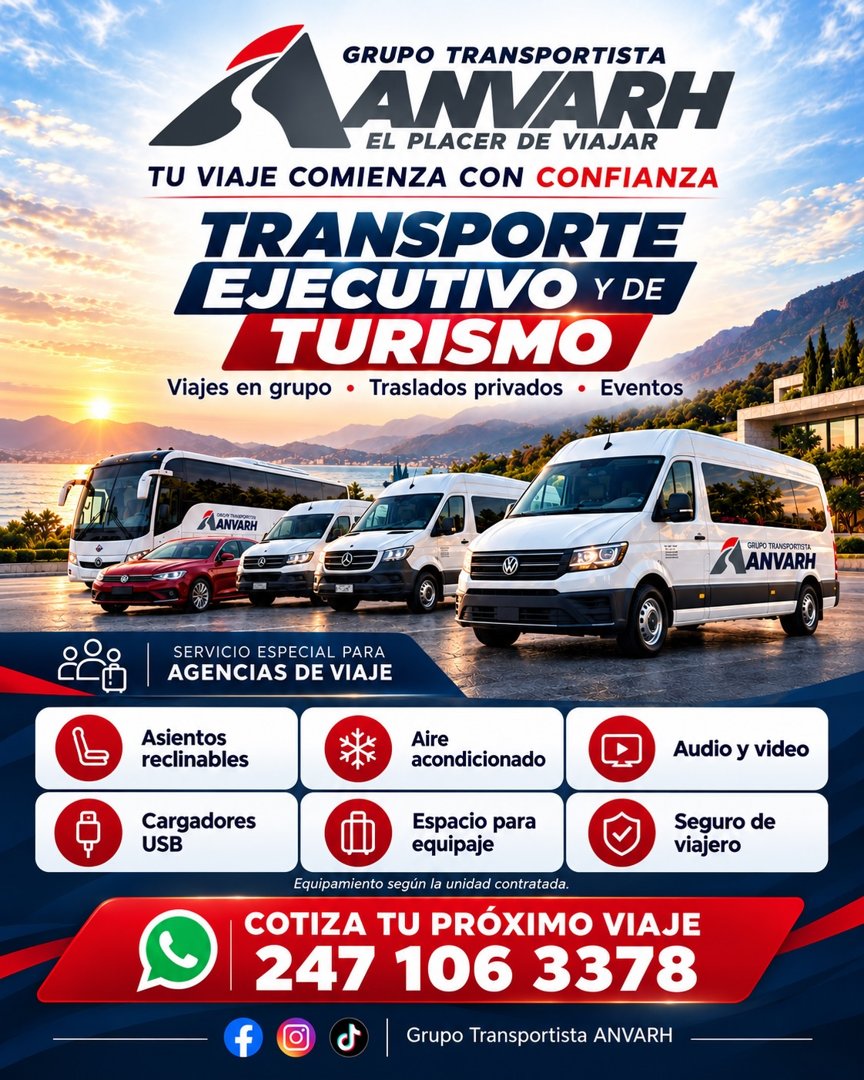 Anuncio de Grupo Transportista Anvarh: Transporte ejecutivo y de turismo