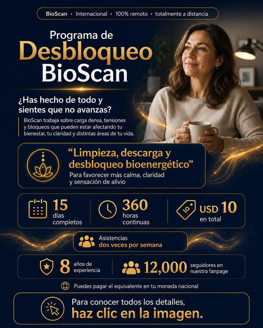 Anuncio de BioScan: Programa de desbloqueo bioenergético remoto