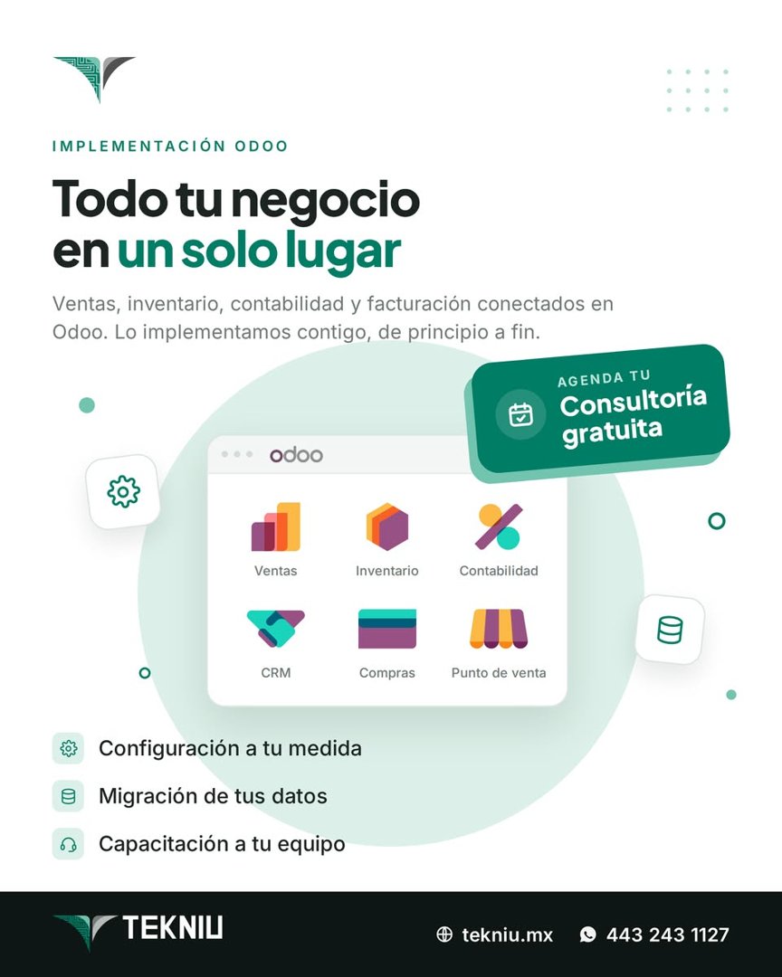 Anuncio de Tekniu México: Implementación Odoo