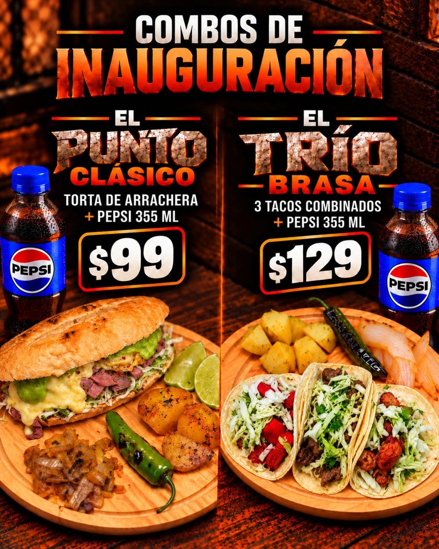 Anuncio de Punto brasa: combos de comida