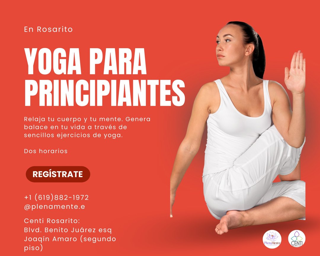 Anuncio de PlenaMente: Clases de yoga para principiantes