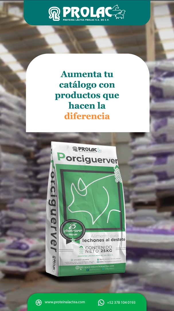 Anuncio de Proteína Láctea - Prolac: Alimento para lechones al destete