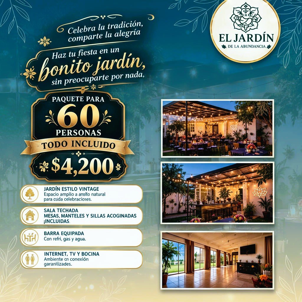 Anuncio de El jardín de la Abundancia: Paquete para eventos de 60 personas