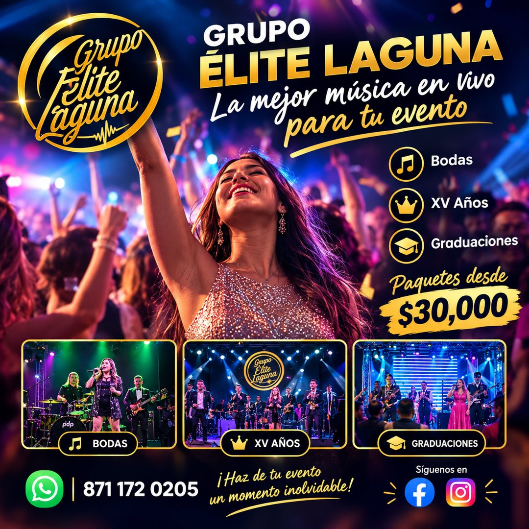 Anuncio de Grupo Elite Laguna: grupo musical en vivo
