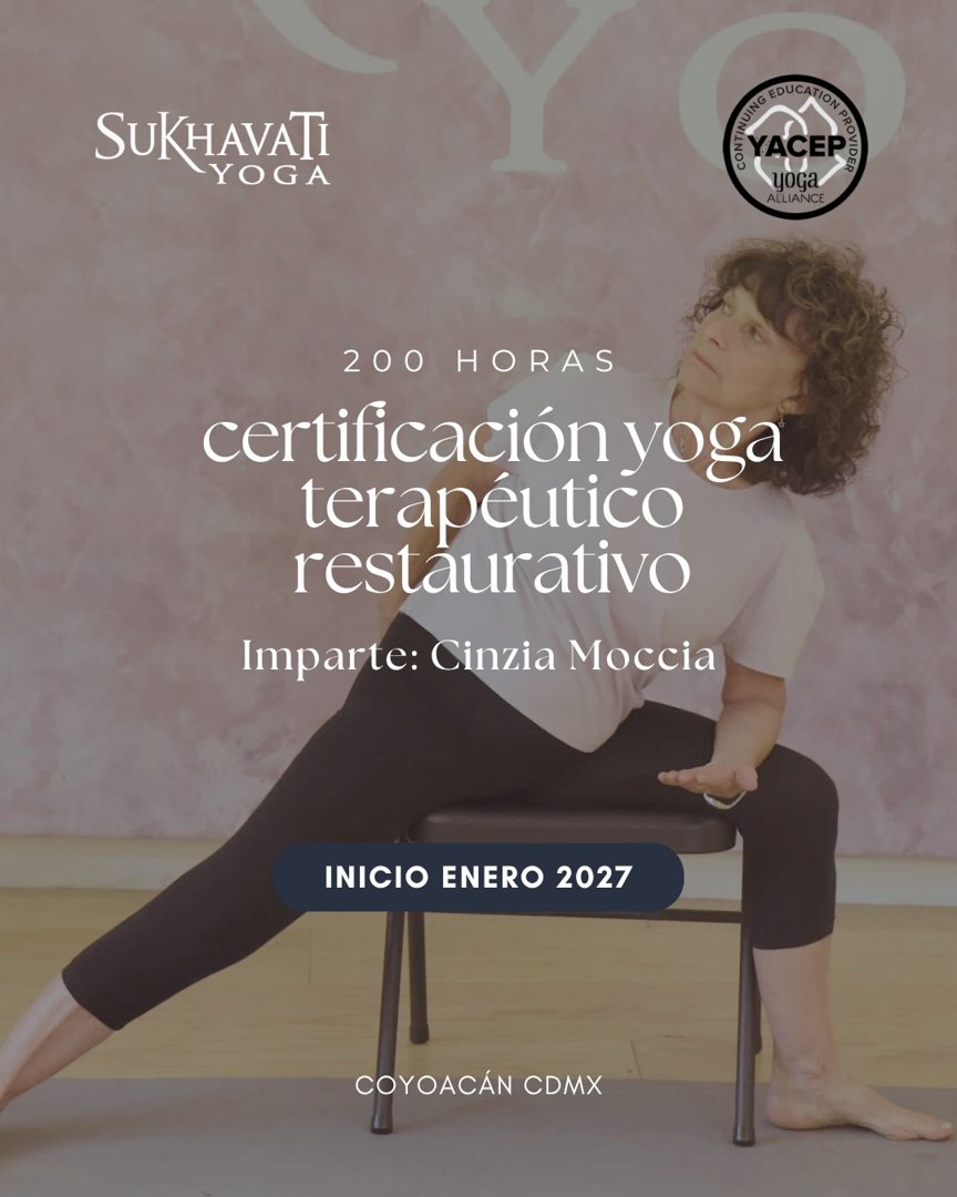 Anuncio de Sukhavati Yoga: certificación yoga terapéutico restaurativo
