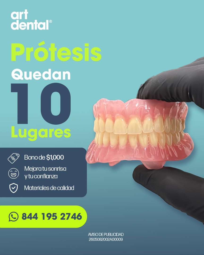 Anuncio de Art Dental: prótesis dentales